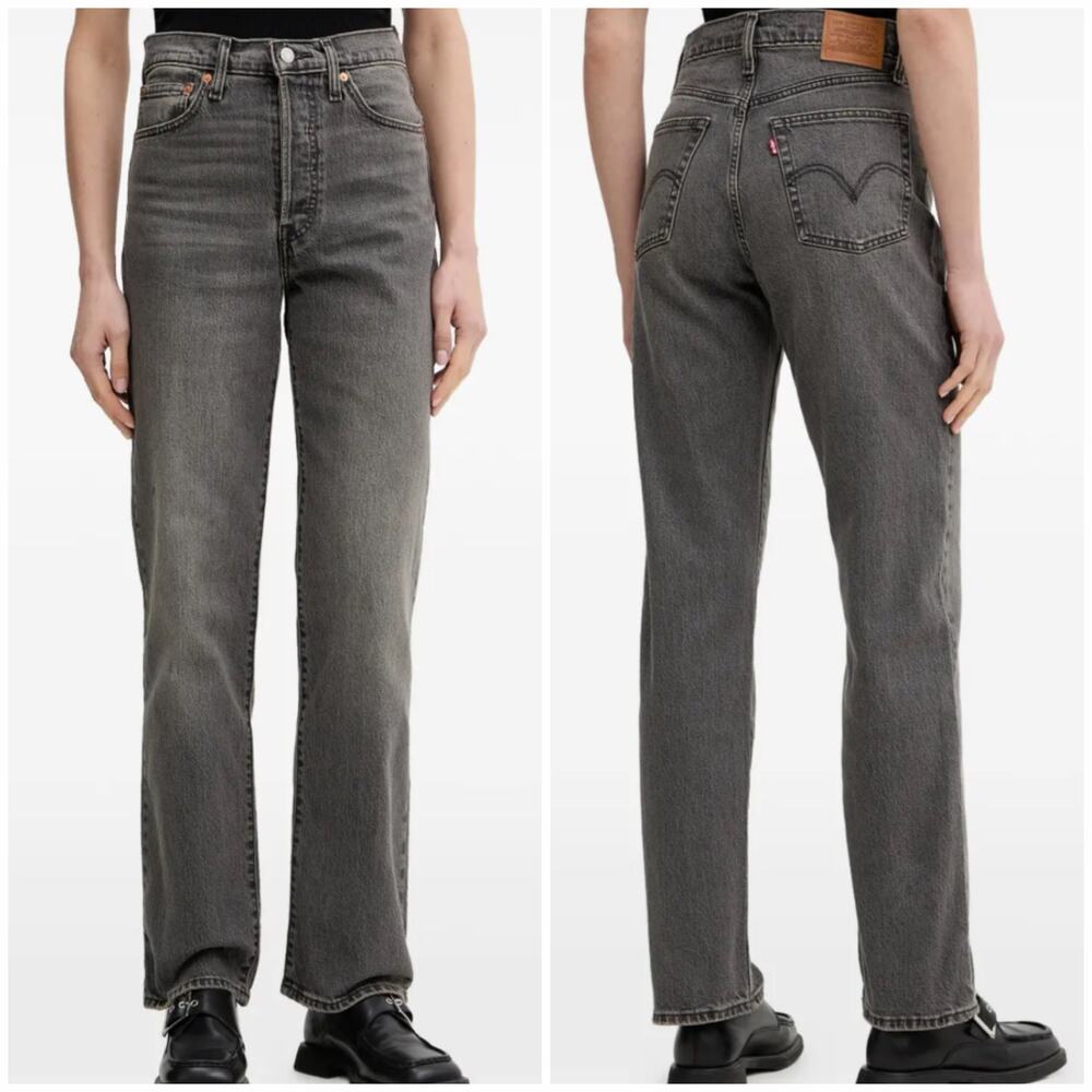 Levi's Womens Ribcage Straight High Waisted Ankle Jeans Gray Size 26